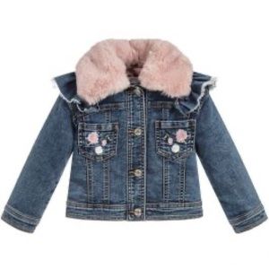 Monnalisa Girls Rose Denim Jacket